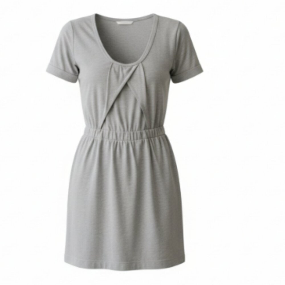 Boy Meets Girl Dress Size M Gray Knit Cinched Waist Short Sleeve Casual EUC